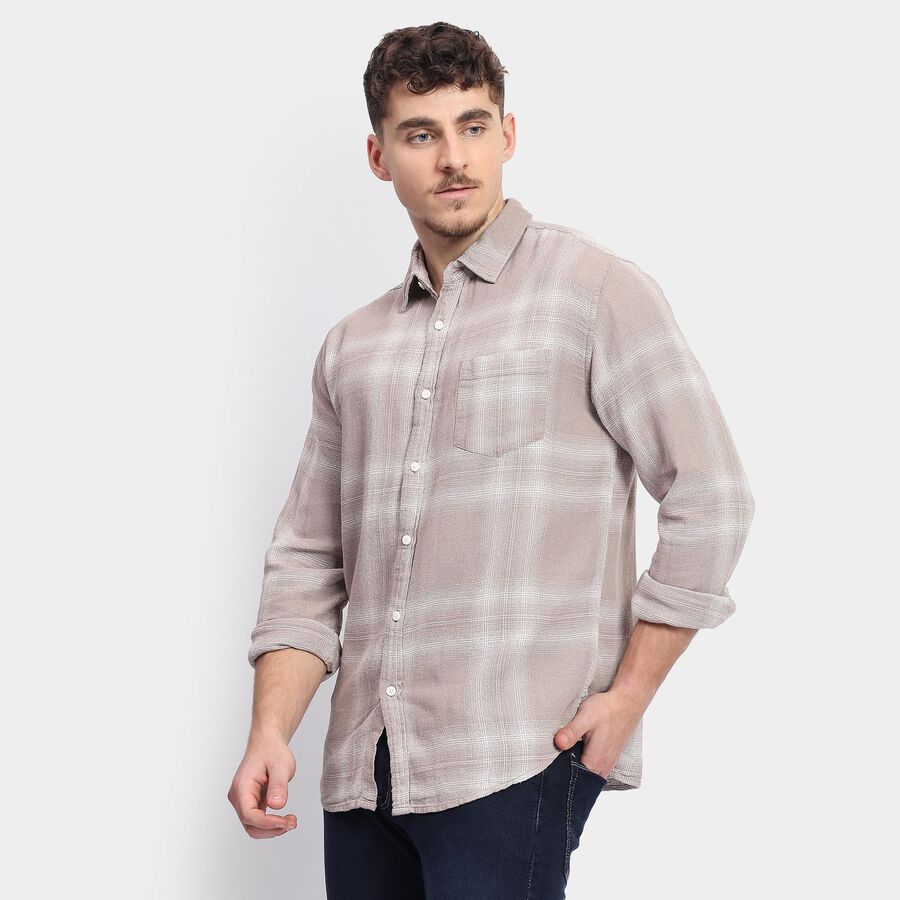 Men's 100% Cotton Casual Shirt , Beige, large image number null