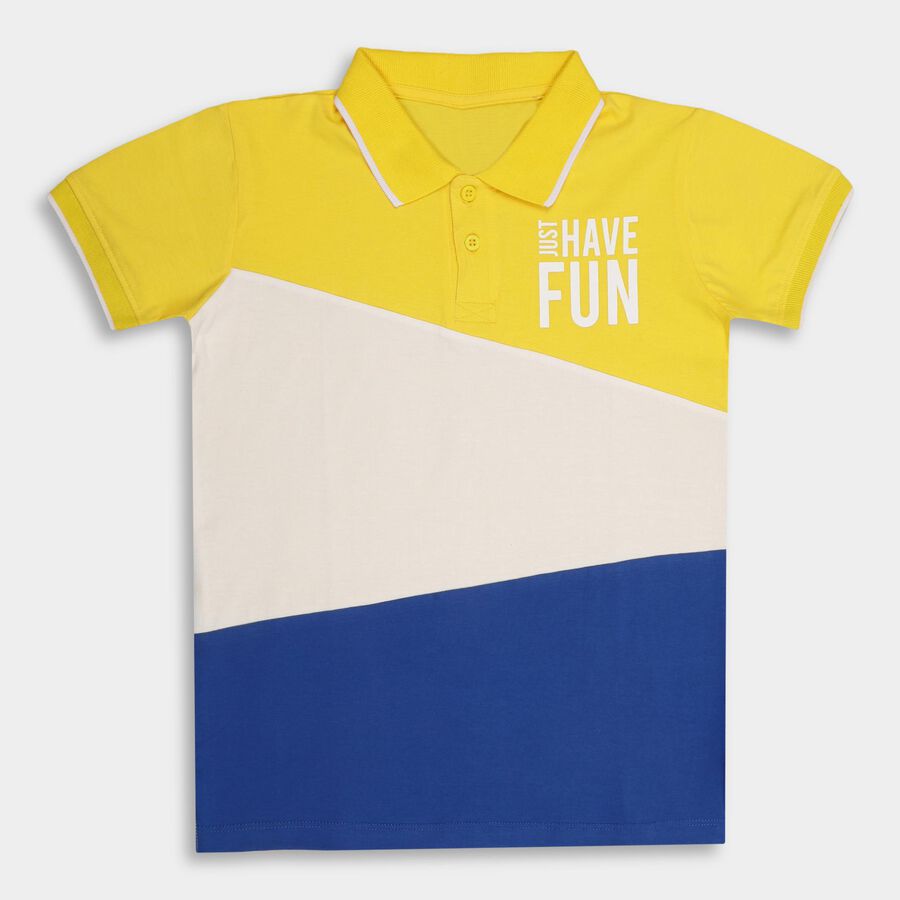 Boys' Half Sleeves T-Shirt , Yellow, large image number null