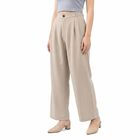 Women's Light Grey Wide Leg Pleated Trousers, हल्का ग्रे, small