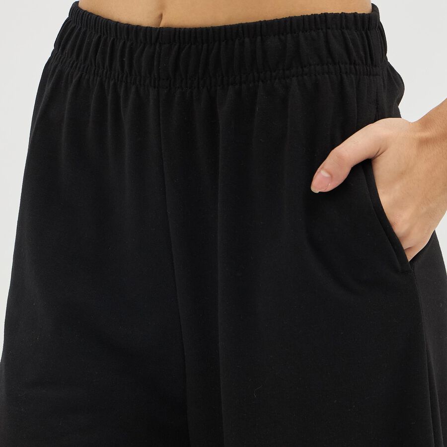 Women's Jet Black Relaxed Fit Side-Striped Track Pants, Brown, large image number null