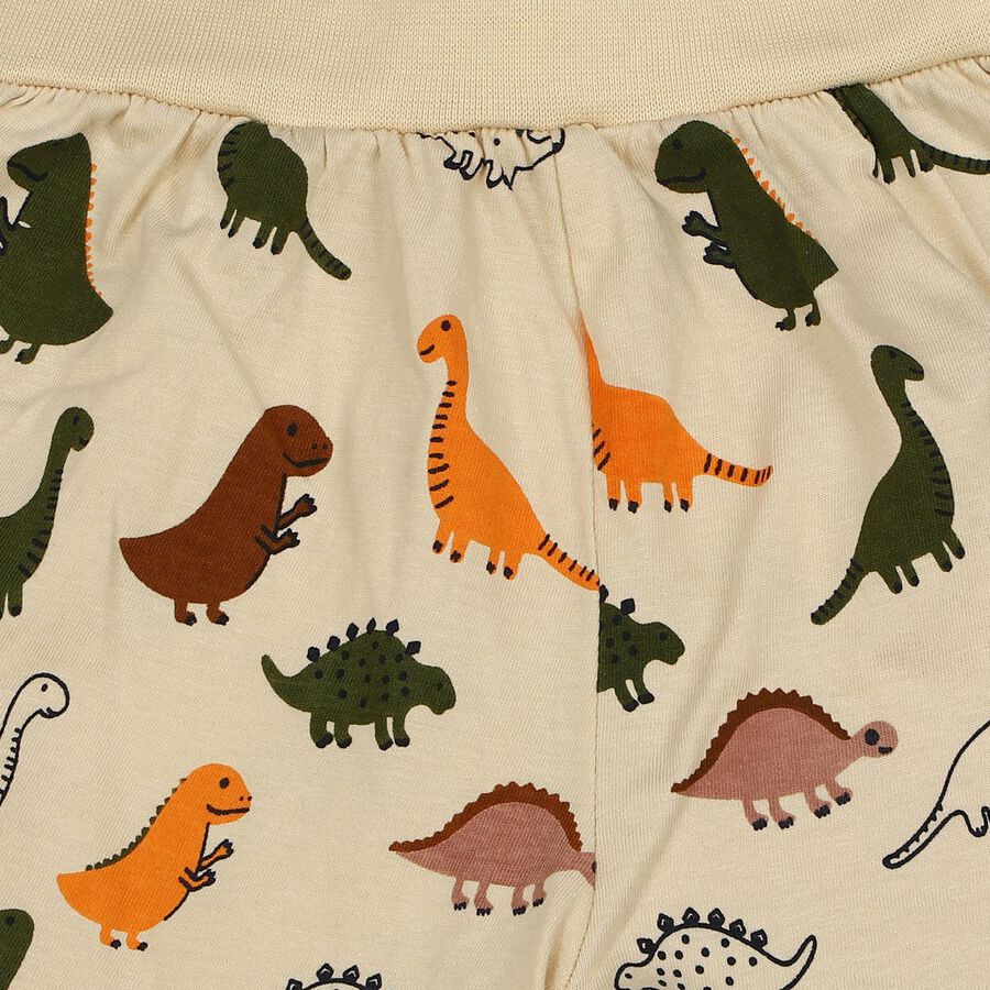 Infants' Olive Green Regular Fit Printed Half Pant, ओलिव, large