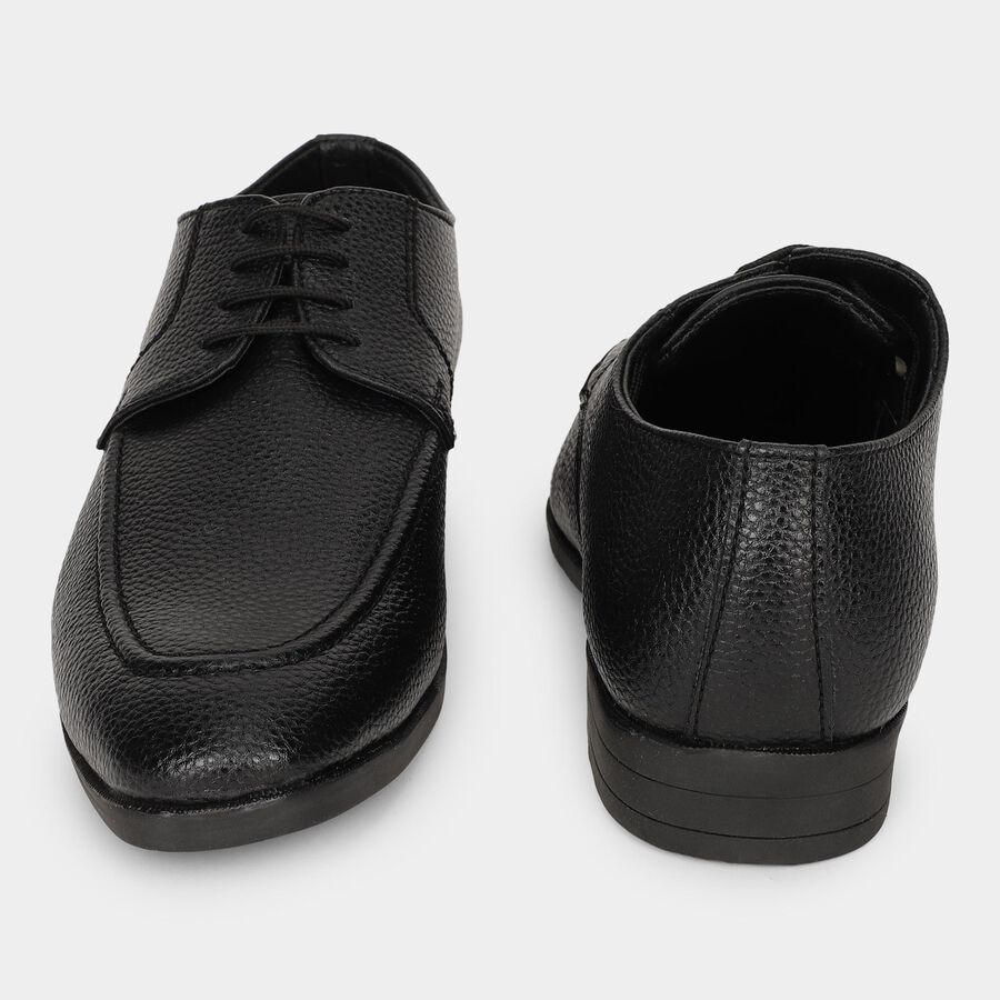 Men's Jet Black Lace-Up Formal Shoes, काला, large
