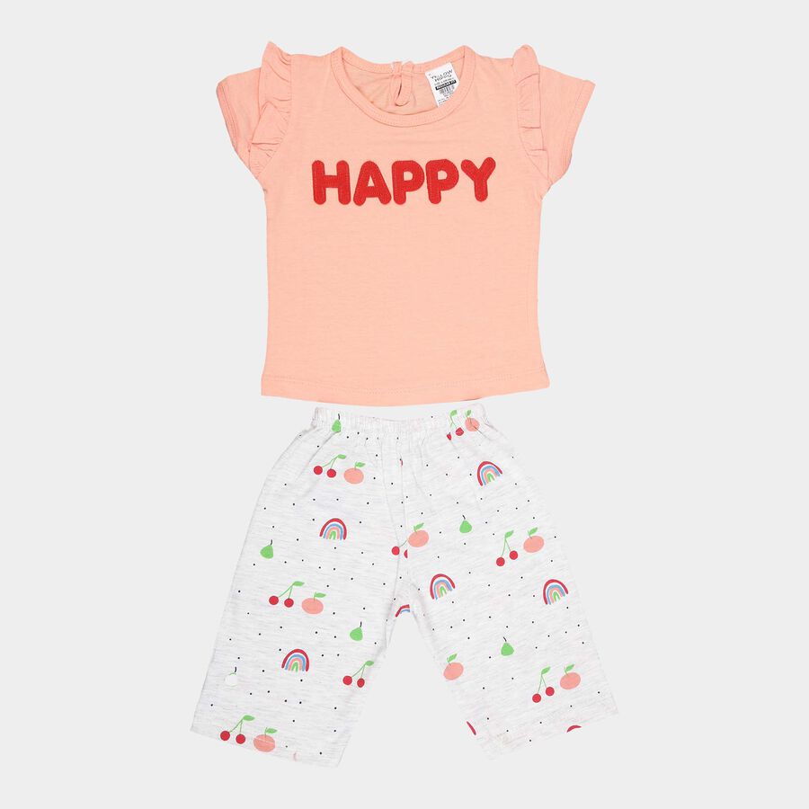 Infants Cotton Capri Set, Peach, large image number null