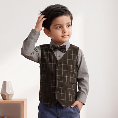 Boys Grey Cotton Casual Shirt