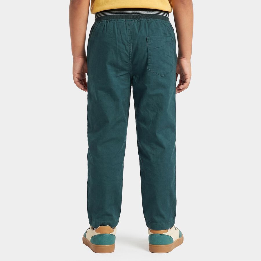 Boys' Mid Blue Regular Fit Drawstring Chino Trousers, Mid Blue, large