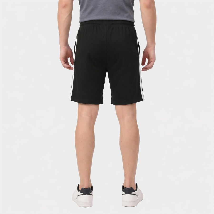 Men's Black Regular Fit Side-Striped Bermuda Shorts, Black, large