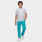 Boys' White Round Neck Printed T-Shirt, White, small