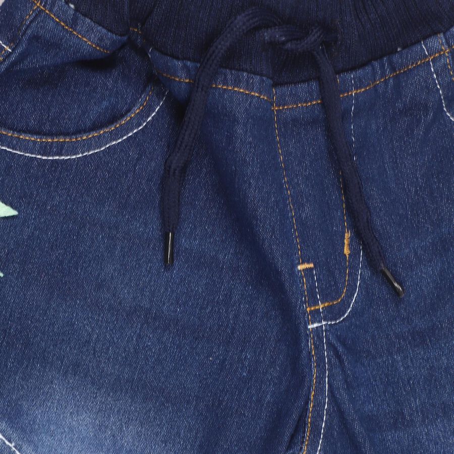 Infants' Dark Indigo Blue Regular Fit Frog Patch Jeans, गहरा नीला, large image number null