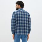 Men's Deep Denim Blue Cotton Full Sleeve Spread Collar Casual Shirt, मध्यम नीला, small image number null