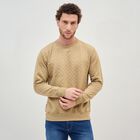 Men's Muted Beige Crew Neck Casual Sweatshirt, Beige, small image number null