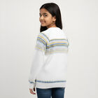 Girls' Rich Eggshell White Crew Neck Casual Pullover, White, small image number null