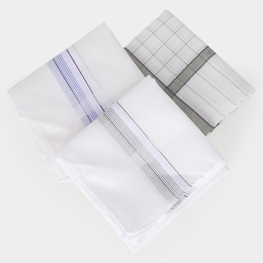 Men's Grey Pack of 3 Handkerchief, Light Grey, large