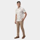 Men's Beige Cotton Classic Collar Casual Shirt, Beige, small
