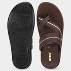Men's Brown Strappy Slip-On Sandals, भूरा, small