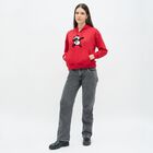 Women's Bright Cherry Red Crew Neck Casual Sweatshirt, लाल, small image number null