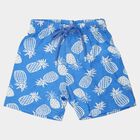 Boys Blue Relaxed Fit Printed Bermuda Shorts, Light Blue, small
