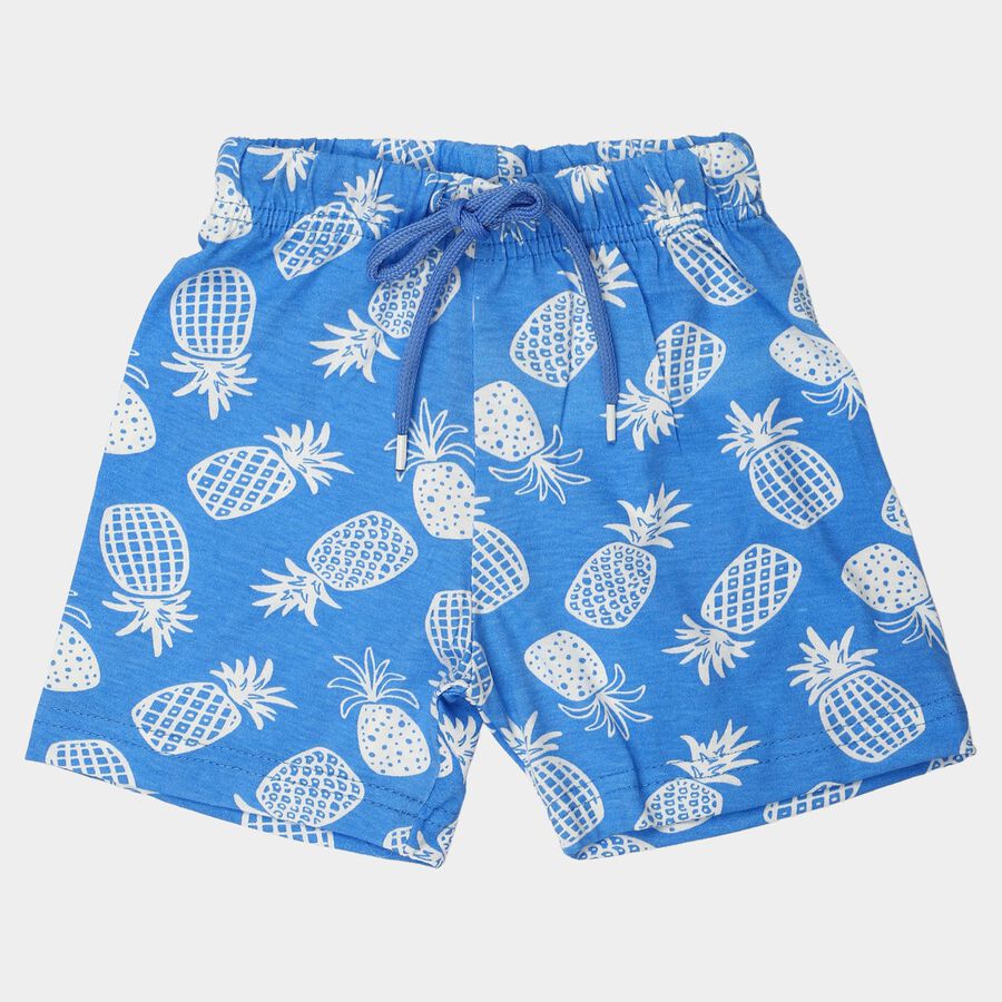 Boys Blue Relaxed Fit Printed Bermuda Shorts, Light Blue, large