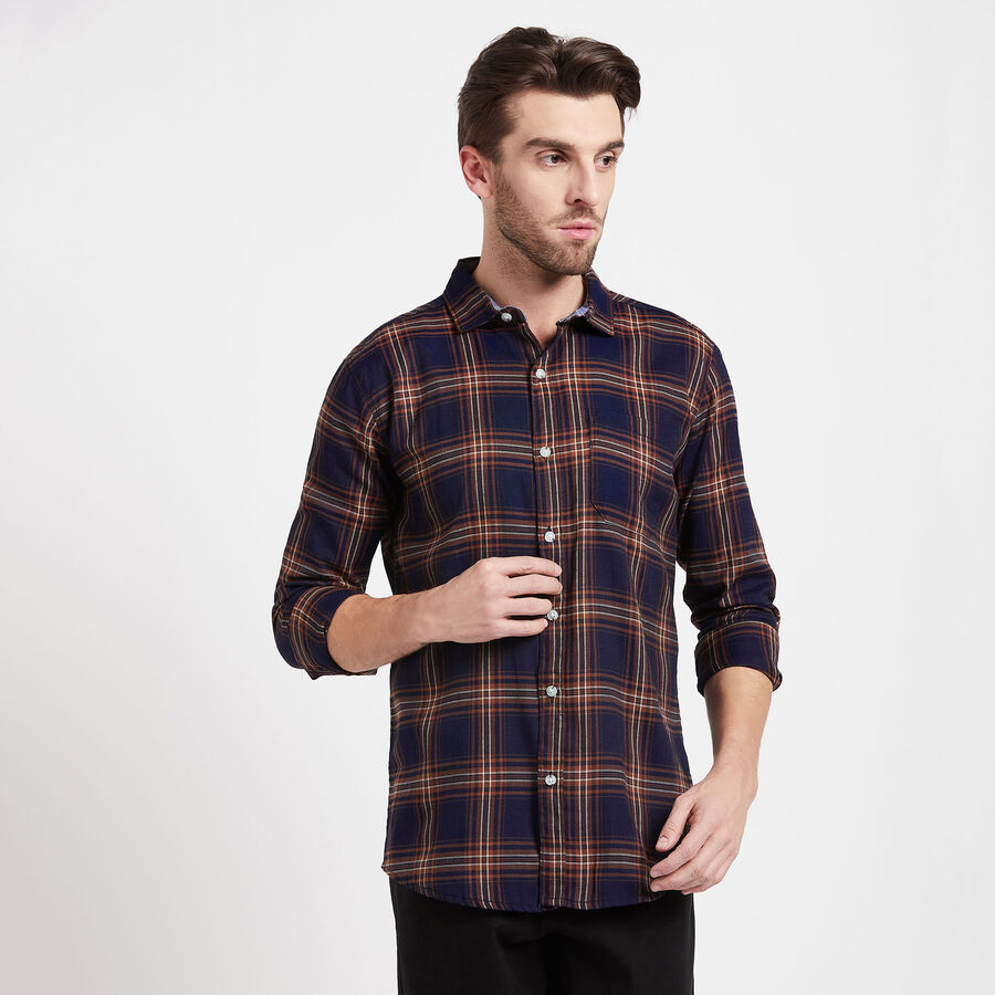 Checks Casual Shirt, भूरा, large image number null
