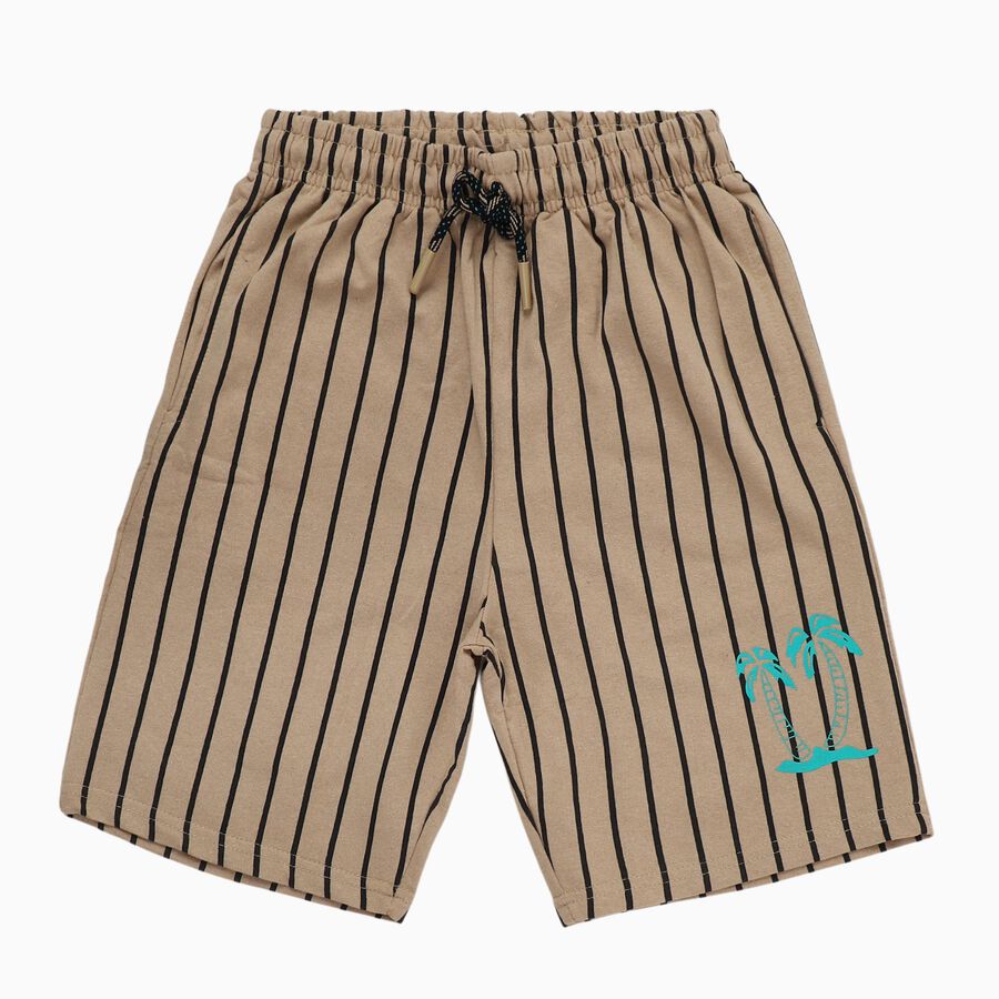 Boys' Muted Charcoal Gray Cotton Blend Casual Fit Bermuda Shorts, गहरा पीला, large