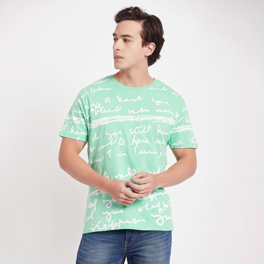 All Over Print Round Neck T-Shirt, हल्का हरा, large image number null