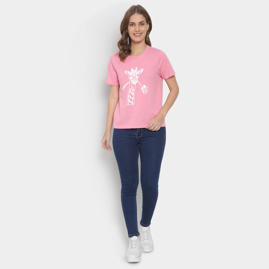 Round Neck T-Shirt, Pink, large image number null