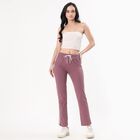 Women's Muted Mauve Straight-Leg Side-Striped Track Pants, बैंगनी, small