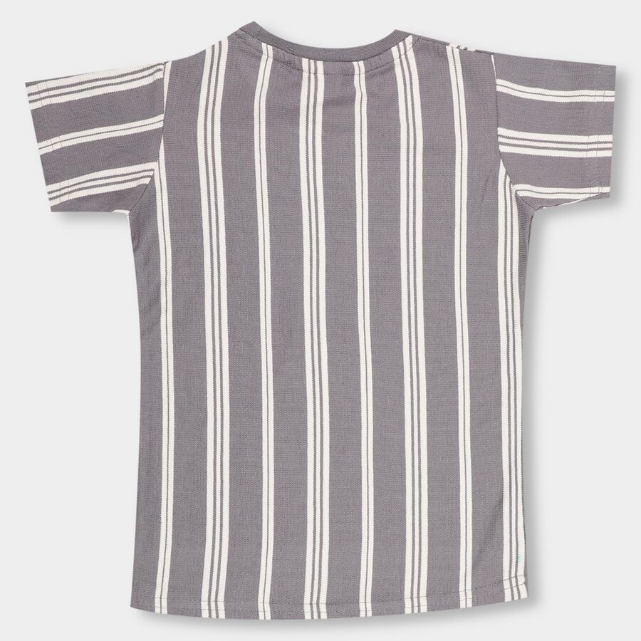 Boys' Light Grey Round Neck Casual T-Shirt, हल्का ग्रे, large image number null
