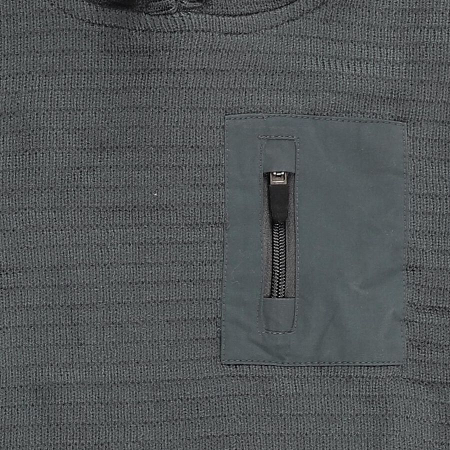 Boys Dark Grey Hooded Knit Pullover, हल्का हरा, large image number null