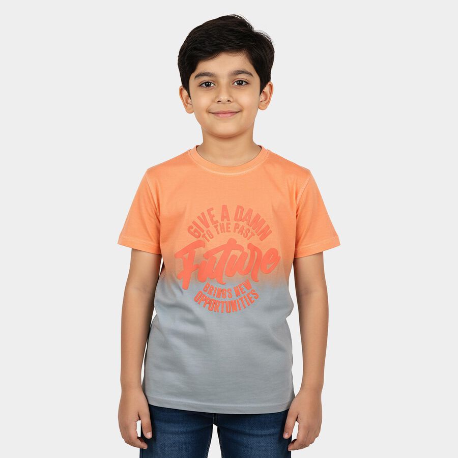 Boys Pink Cotton Round Neck Casual Boys T-Shirt, गुलाबी, large