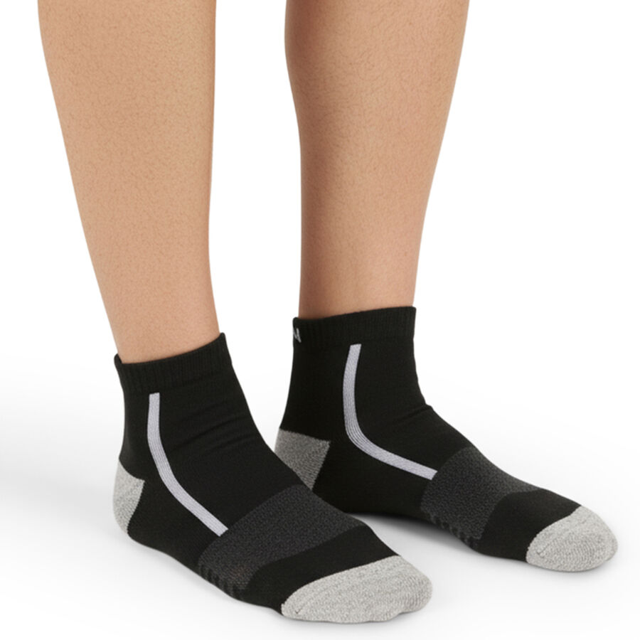 Men's Black and White Ankle Length Sporty Socks Pack of 3, Melange Light Grey, large