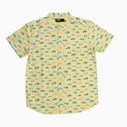 Boys Light Yellow Cotton Half Sleeve Mandarin Collar Casual Shirt, Yellow, small image number null