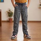 Boys' Grey Regular Fit Cargo Jeans, हल्का ग्रे, small