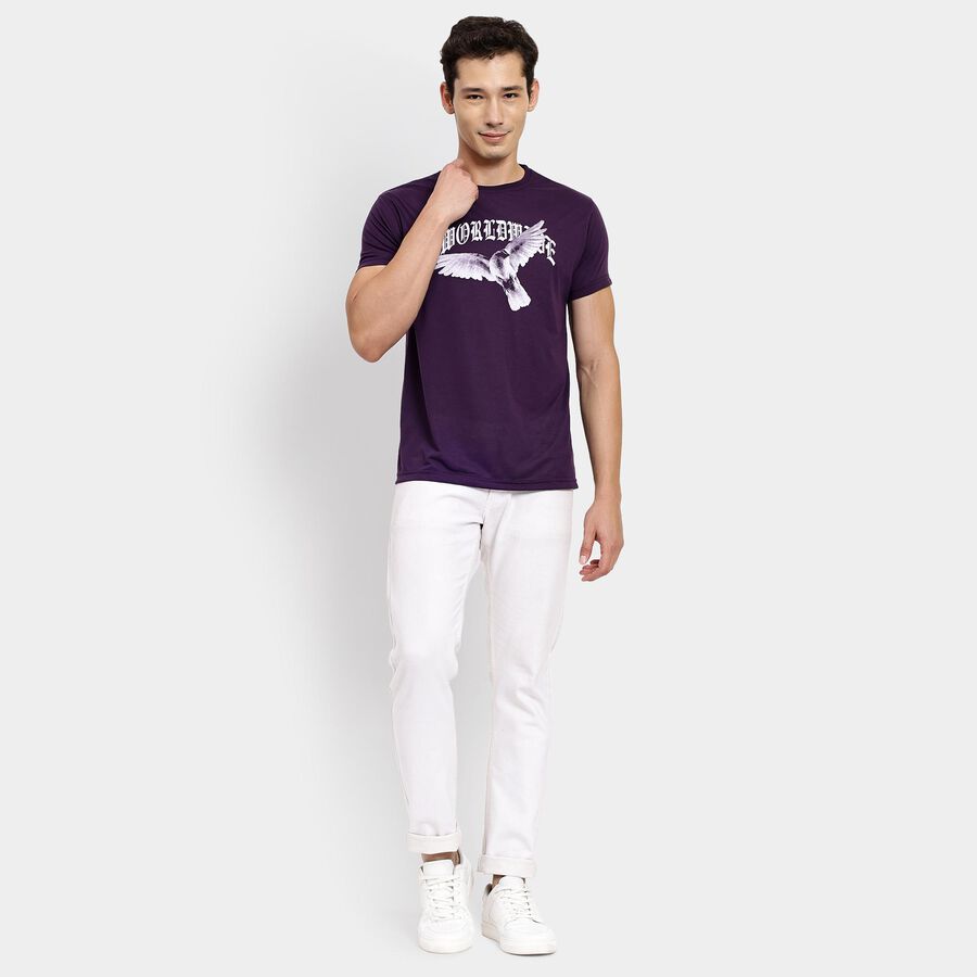 Men's Round Neck Half Sleeves T-Shirt, बैंगनी, large image number null