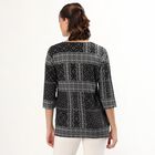Women's Jet Black Round Neck Printed Kurti, Black, small image number null