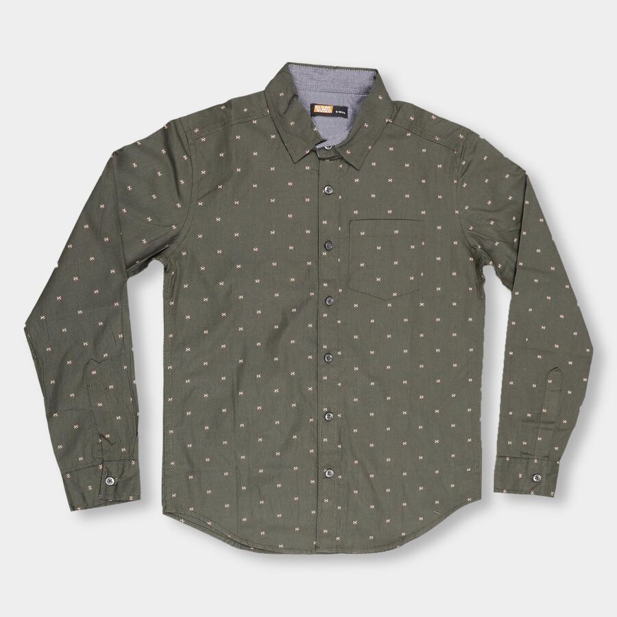 Boys' 100% Cotton Casual Shirt , Olive, large image number null