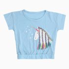 Girls Light Powder Blue Cotton Round Neck Casual T-Shirt, Light Blue, small