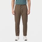 Men's Beige Straight Fit Drawstring Waist Track Pants, गहरा पीला, small
