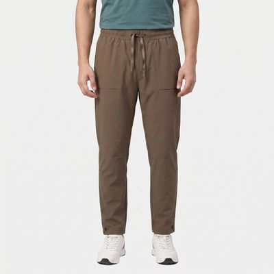 Men's Beige Straight Fit Drawstring Waist Track Pants