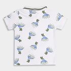 Boys' Olive Cotton Round Neck Printed Baba Suit, Olive, small