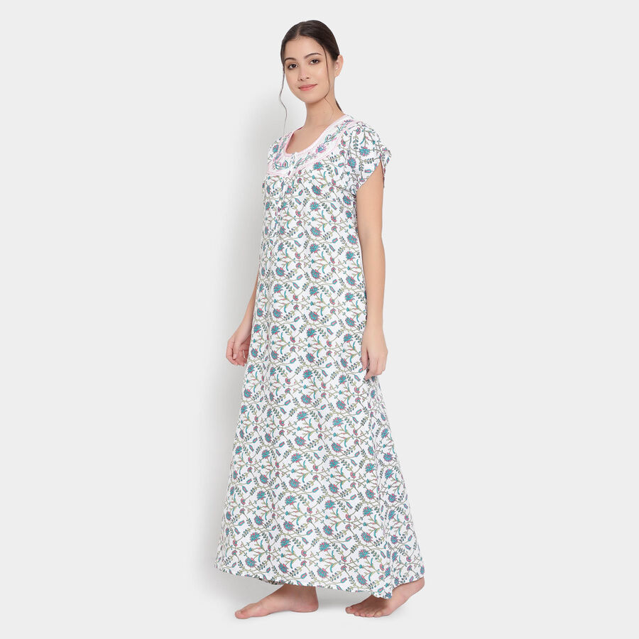 Printed Nighty, White, large image number null