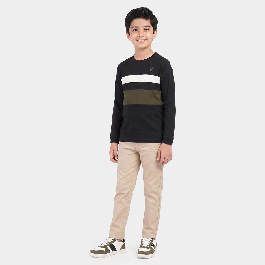 Boys' Black Crew Neck Regular T-Shirt, Black, large