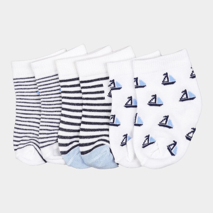 Infants Cotton Stripes Socks, White, large image number null