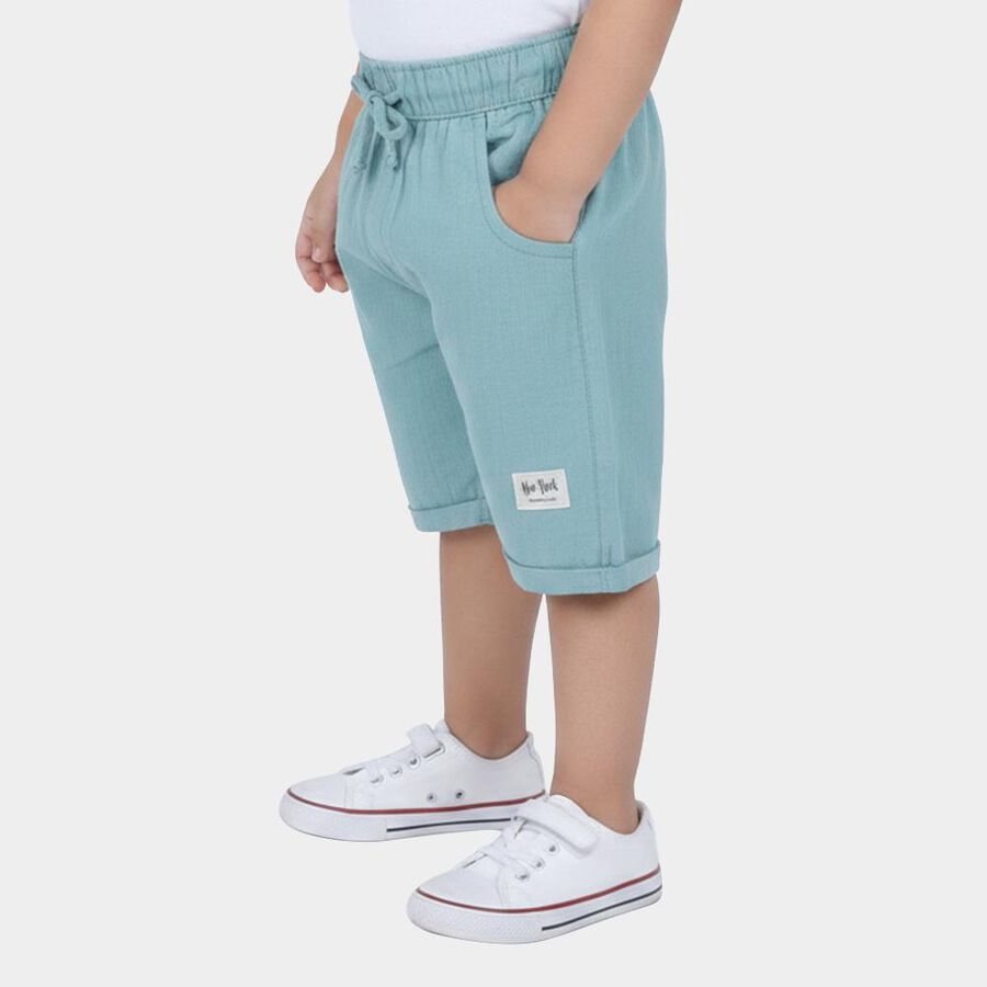 Boys' Light Blue Regular Fit Drawstring Jamaican Shorts, हल्का नीला, large