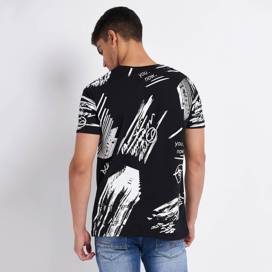 All Over Print Round Neck T-Shirt, Black, large image number null