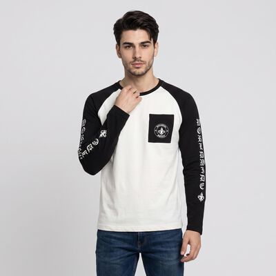 Men's White Crew Neck Raglan T-Shirt