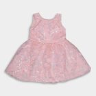 Girls' Soft Pink Embellished Sleeveless Flared Frock, Light Pink, small image number null