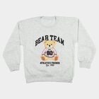 Girls' Grey Crew Neck Pullover Sweatshirt, मिश्रित हल्का ग्रे, small