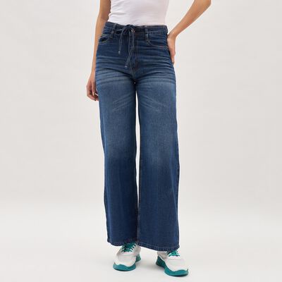 Women's Deep Indigo Wide-Leg High-Rise Jeans