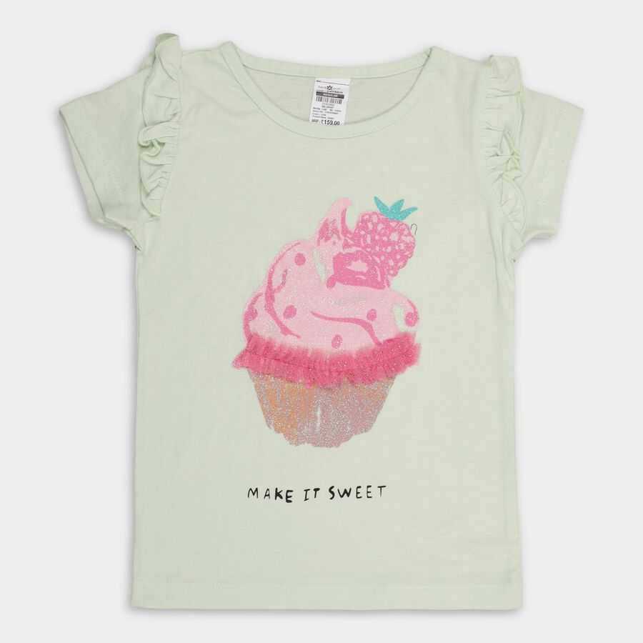 Girls' 100% Cotton T-Shirt , Light Green, large image number null