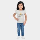 Girls Grey Round Neck Regular T-Shirt, Melange Light Grey, small